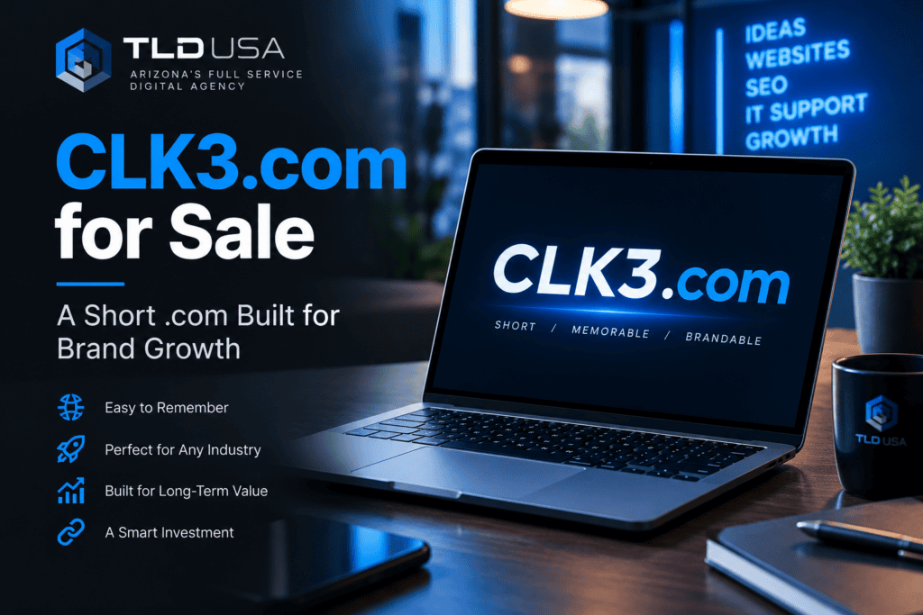 CLK3.com for Sale - Short .com Domain for Brand Growth