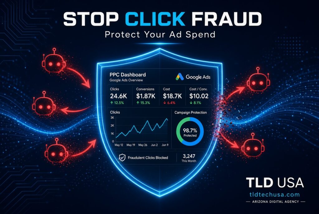 Click fraud on Google Ads affecting Scottsdale and Phoenix businesses by TLD USA