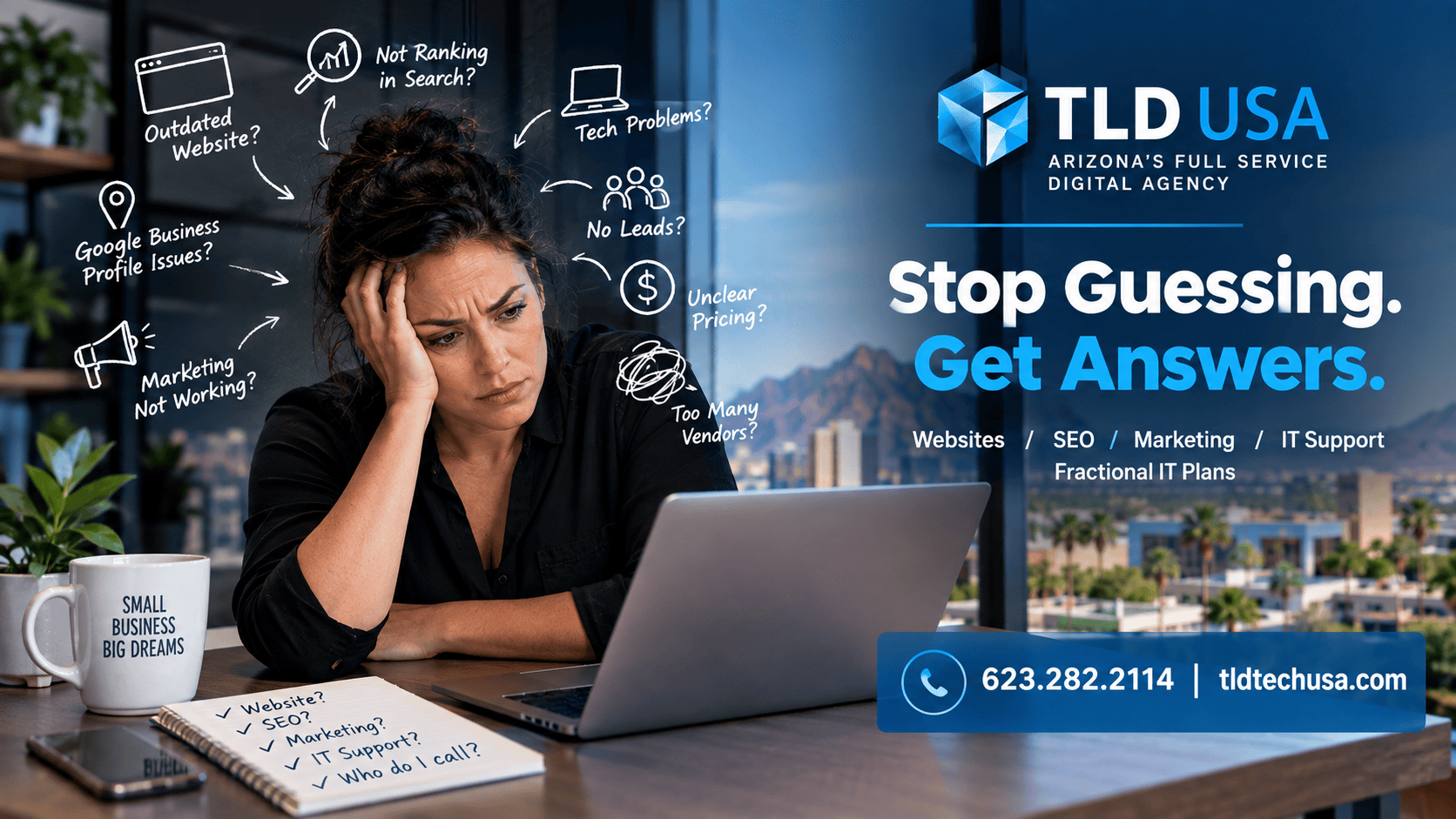Phoenix small business owner frustrated with website SEO marketing and IT problems