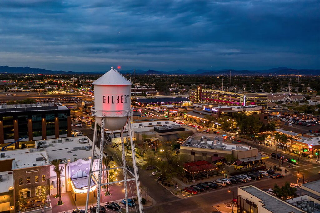 Gilbert Arizona drone shot at dusk by TLD USA