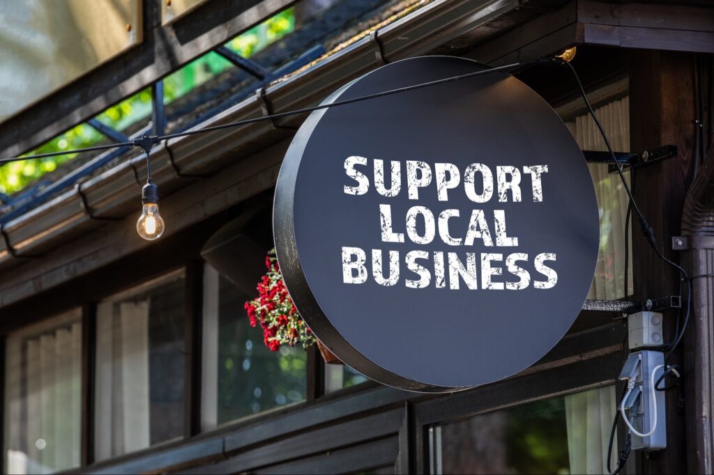 Support small business hanging sign by TLD USA