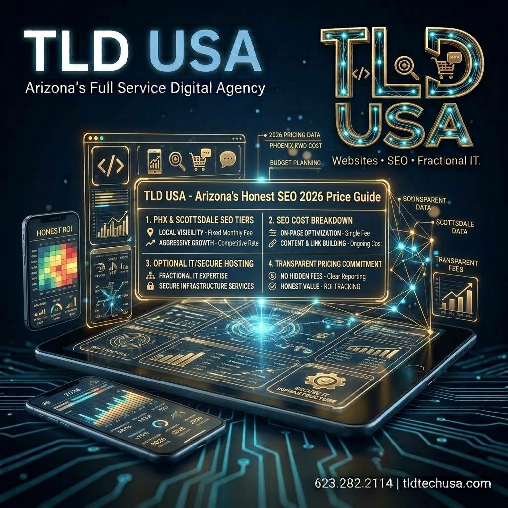 TLD USA digital agency guide detailing SEO costs, transparent pricing tiers, and local search investment for Phoenix and Scottsdale businesses.